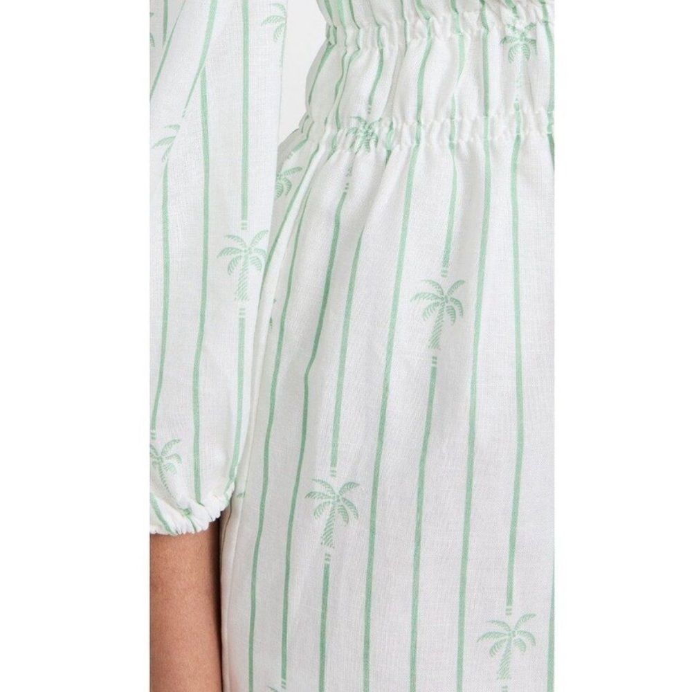 NWT CHARLIE HOLIDAY LINEN SHORT PALM STRIPE MIDI DRESS SIZE 10 - Picture 5 of 11